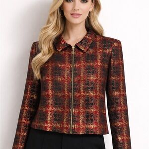 Chic Women's Red and Gold Blazer